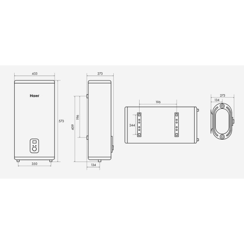 Водонагреватель электрический накопительный 30 л. Haier ES30V-F4 INOX плоский