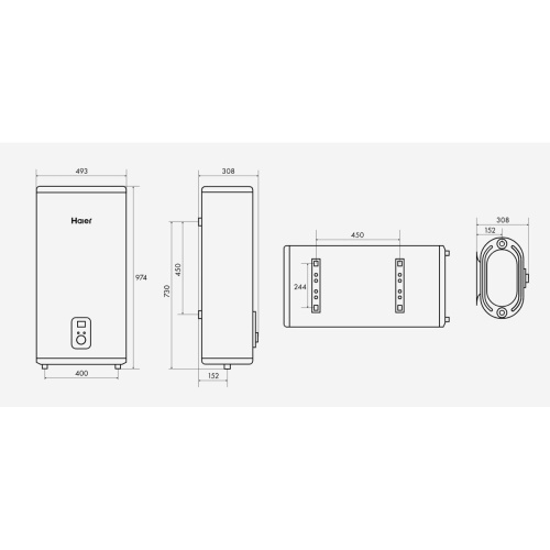 Водонагреватель электрический накопительный 80 л. Haier ES80V-F4 INOX плоский
