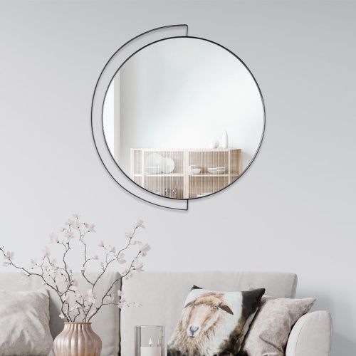 Зеркало интерьерное Мансарда 4643-Zm1, 460х435 мм, настенное, в круглом корпусе из металла с ободом d=46см, черный