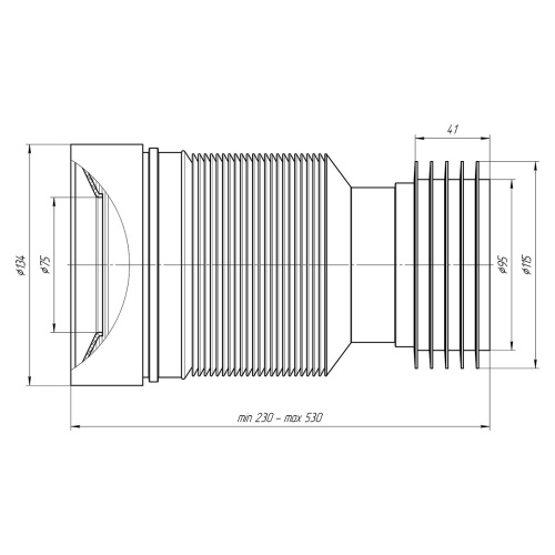 Гофра для унитаза АНИ Пласт K828 D-110 мм, L-230-530 мм (1/25)