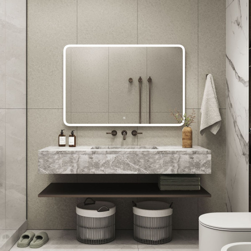 Зеркало Demure LED 1200x800 с сенсором, часами и подогревом ЗЛП779