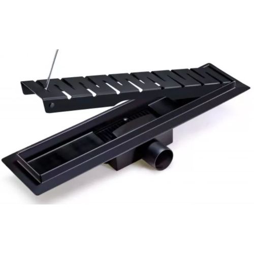 Желоб водоотводящий 400х70 мм TIM BAD464002BK сухой + гидрозатвор, черный матовый (1/4)