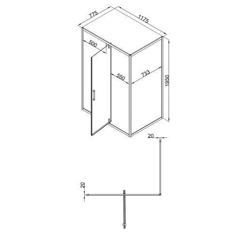 Душевой уголок OLIVE'S DUERO DR-128CR-SW-GB (1200*800*1950мм) прямоугольный, прозрачное стекло 6мм, графит
