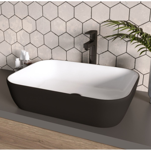 Раковина Grossman GR-4041BW, 460х320х140 мм, черная, белая внутри