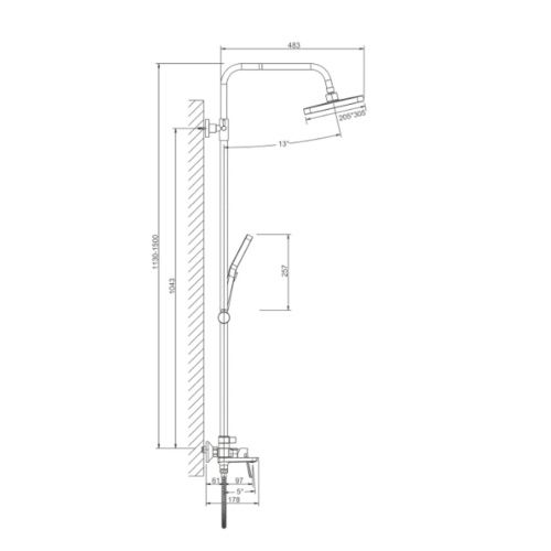Душевая система с изливом BELZ B24715-7 черный (4)