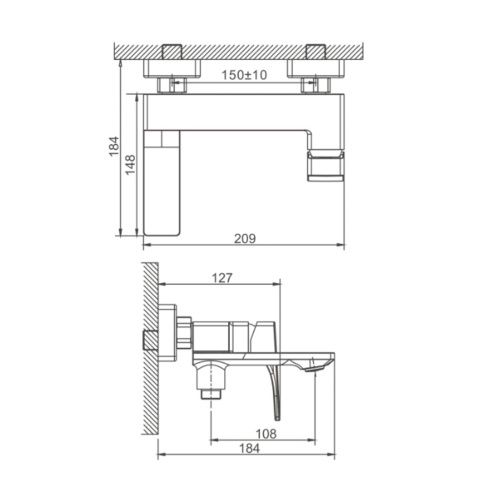 Смеситель для ванны BELZ B60709-7 короткий излив, черный (8)