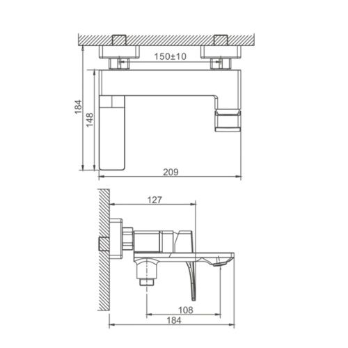 Смеситель для ванны BELZ B60709 короткий излив, хром (10)