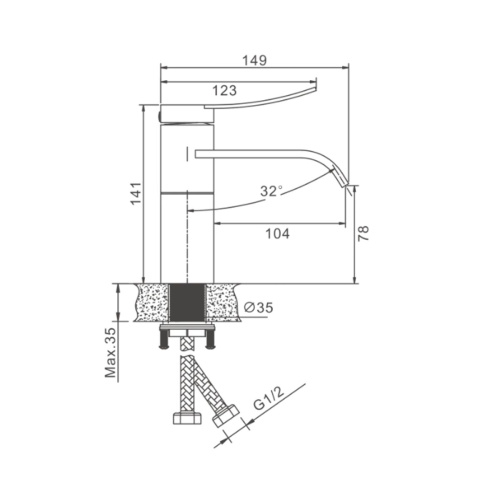 Смеситель для раковины BELZ B10812, хром (10)