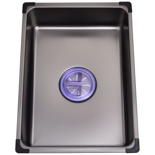 Мойка для кухни врезная Fmark FSC6845Q графит из нержавеющей стали, 68*45 см с сифоном, коландером, мусоросборником, корзинкой для губок