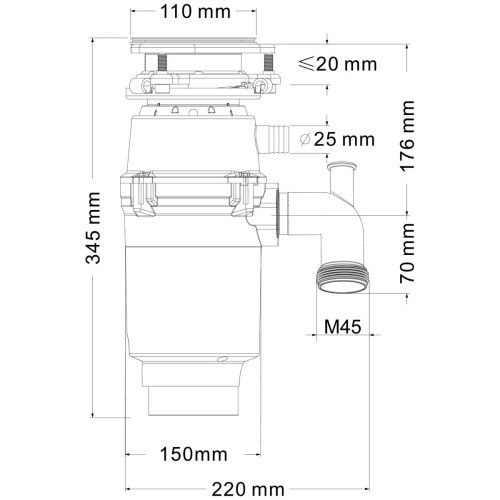 Измельчитель пищевых отходов Fmark FCD-602, 475 Вт