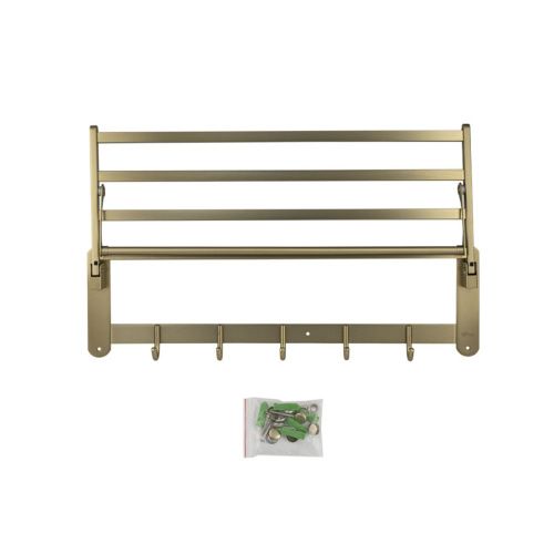 Полка для полотенец GFmark 1040-MG, с крючками из нержавеющей стали, матовое золото