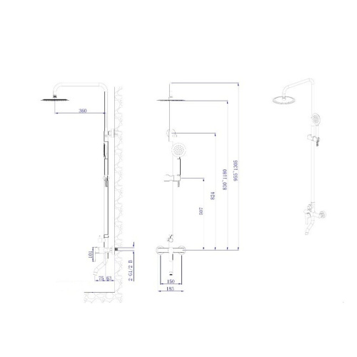 Душевая стойка с изливом RUSH Santiago SUS1116-40