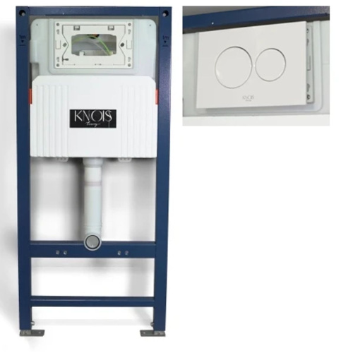 Инсталляция Knois KN9722010-P 1125х500х165 мм с пнемоуправлением, с белой клавишей смыва