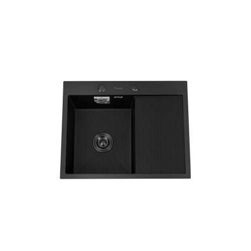 Мойка для кухни врезная Diadonna DS6350BL-L черная из нержавеющей стали, 63*50 см левая с сифоном