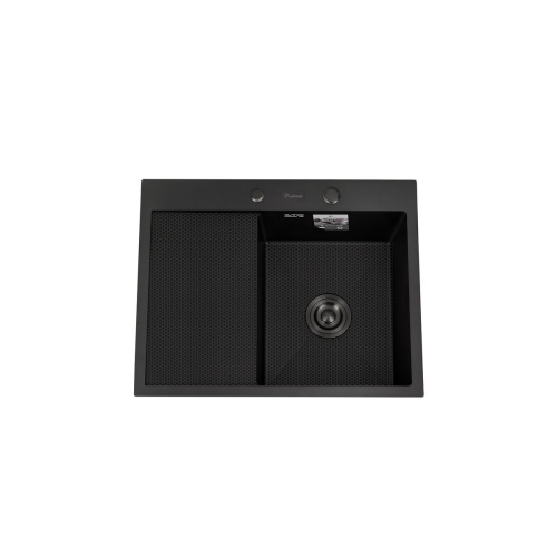 Мойка для кухни врезная Diadonna DS6350BL-R черная из нержавеющей стали, 63*50 см правая с сифоном