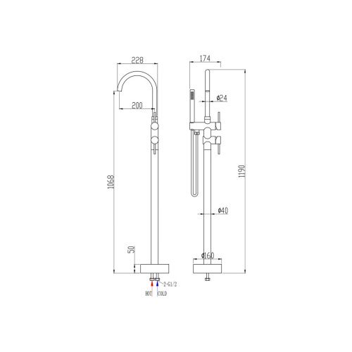 Смеситель напольный OLIVE’S BALEAR 13624BL из нержавеющей стали, хром