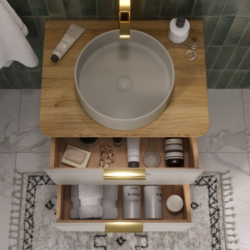 Тумба для ванны подвесная EQUIL Desert 60.2Y tpDSRT60.2Y-25, амарок с раковиной 110A серый