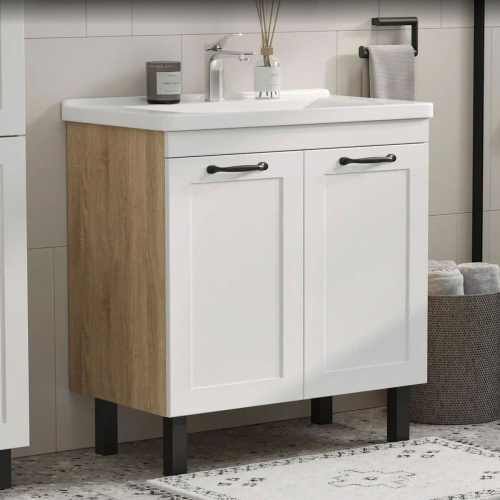 Тумба для ванны напольная EQUIL Lago 80.2Y tnLAGO80.2D-04 пленка ПВХ матовая с раковиной Миранда 80