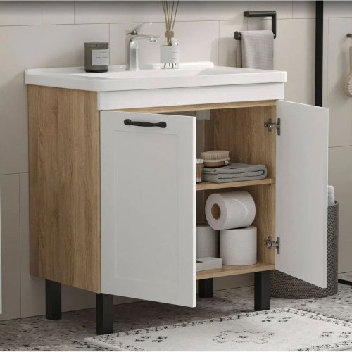 Тумба для ванны напольная EQUIL Lago 80.2Y tnLAGO80.2D-04 пленка ПВХ матовая с раковиной Миранда 80