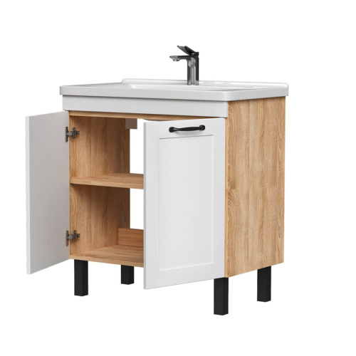 Тумба для ванны напольная EQUIL Lago 80.2Y tnLAGO80.2D-04 пленка ПВХ матовая с раковиной Миранда 80