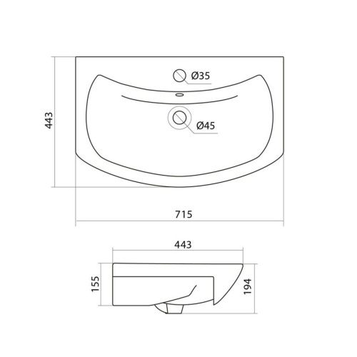 Тумба для ванны напольная VOLNA Pronto 70.2Y tnPRONTO70.2Y-01, белый с раковиной Балтика 70
