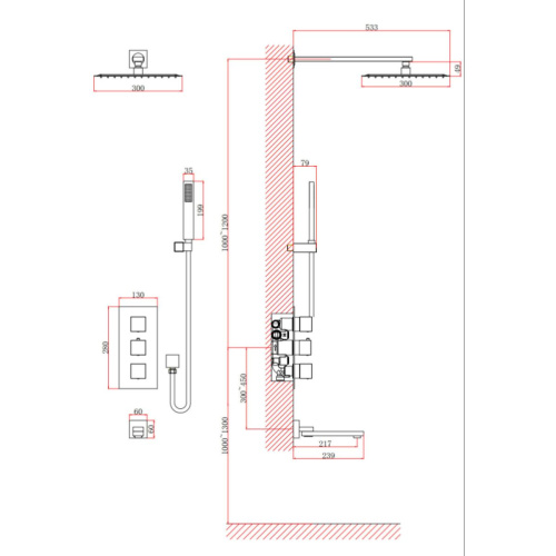 Душевая система D&K Bayern.Liszt DA2515605A04, встраиваемый, термостатический излив, хром (4)