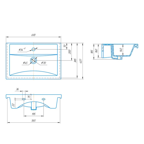 Тумба для ванны напольная VOLNA Lotty Gold  60.2Y tnLOTTYGD60.2Y-04 с раковиной Фостер 60