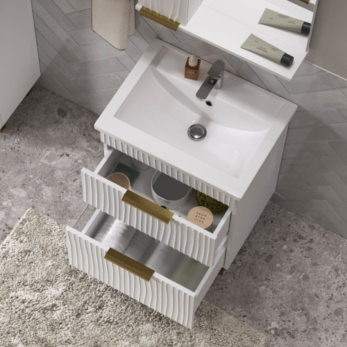 Тумба для ванны напольная VOLNA Lotty Gold  60.2Y tnLOTTYGD60.2Y-04 с раковиной Фостер 60