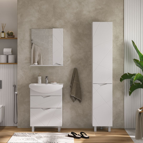 Тумба для ванны напольная VOLNA Pronto 60.2Y tnPRONTO60.2Y-01, белый, 2 ящика с раковиной Балтика 60