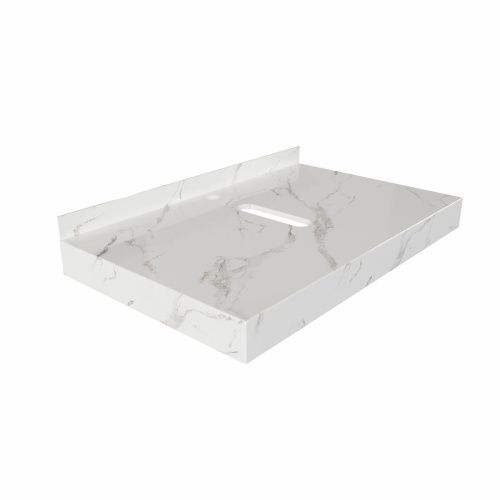 Столешница под раковину керамогранитная 90х50 см Watersense Eva W00283 белый мрамор