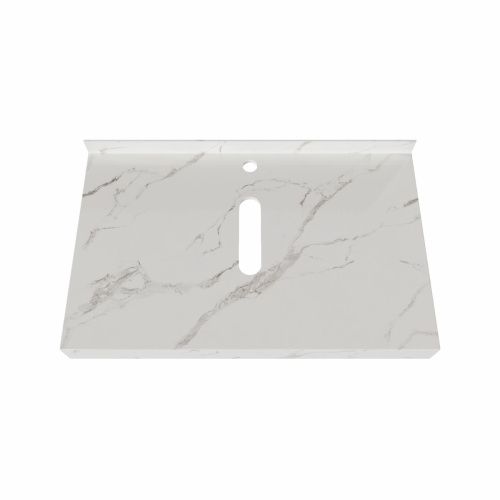 Столешница под раковину керамогранитная 90х50 см Watersense Eva W00283 белый мрамор