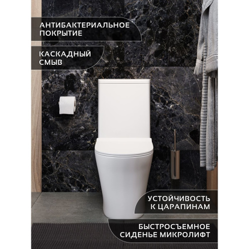 Унитаз напольный безободковый торнадо Watersense Belinda Pro Vortex 65х37,5х43,5 см, микролифт