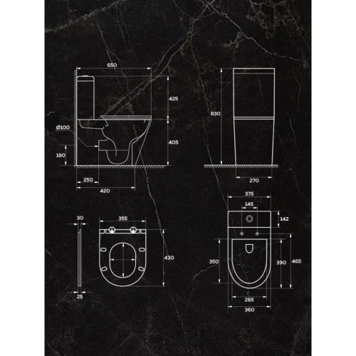 Унитаз напольный безободковый торнадо Watersense Belinda Pro Vortex 65х37,5х43,5 см, микролифт