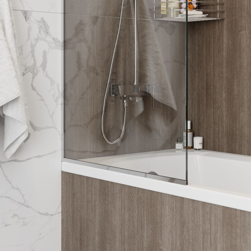 Шторка на ванну стеклянная 70х140 см Watersense Paula W00212 прозрачное закаленное стекло, профиль хром