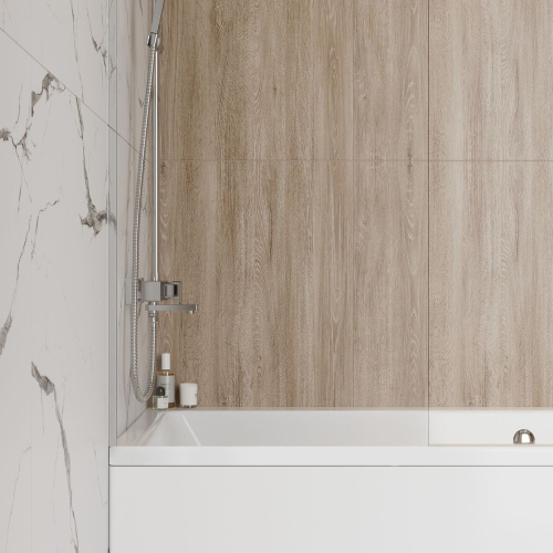 Шторка на ванну стеклянная 60х140 см Watersense Paula W00209 прозрачное закаленное стекло, профиль хром