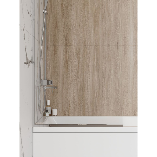 Шторка на ванну стеклянная 60х140 см Watersense Paula W00209 прозрачное закаленное стекло, профиль хром