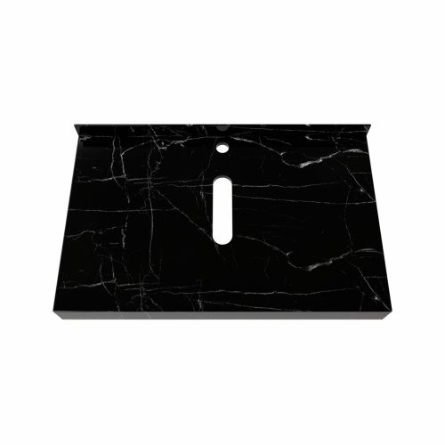 Столешница под раковину керамогранитная 90х50 см Watersense Eva W00293 черный мрамор