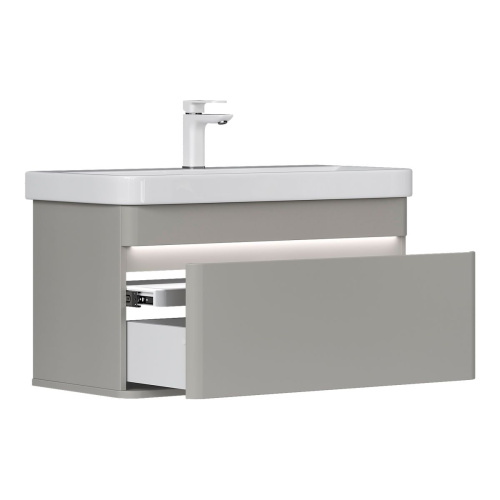 Тумба подвесная EQUIL Elegante 80.2Y tpELGNT80.1Y Амарок/Белый tpELGNT80.1Y (9595)-25.27 с раковиной Nice (9595-80)-25.27