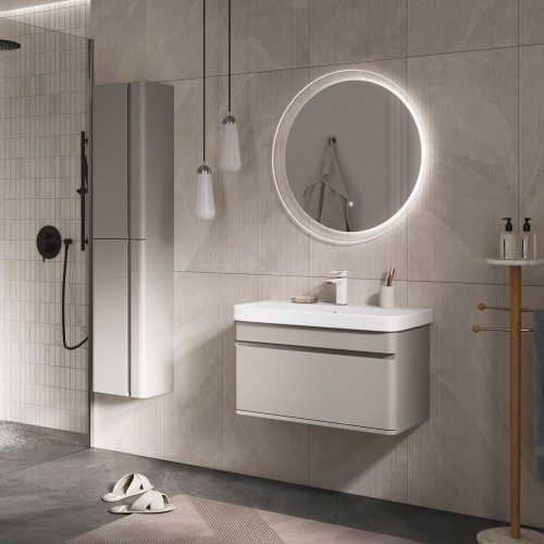 Тумба подвесная EQUIL Elegante 80.2Y tpELGNT80.1Y Амарок/Белый tpELGNT80.1Y (9595)-25.27 с раковиной Nice (9595-80)-25.27