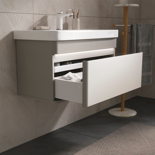 Тумба подвесная EQUIL Elegante 80.2Y tpELGNT80.1Y Амарок/Белый tpELGNT80.1Y (9595)-25.27 с раковиной Nice (9595-80)-25.27