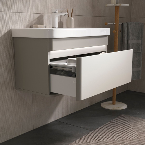 Тумба подвесная EQUIL Elegante 80.2Y tpELGNT80.1Y Амарок/Белый tpELGNT80.1Y (9595)-25.27 с раковиной Nice (9595-80)-25.27