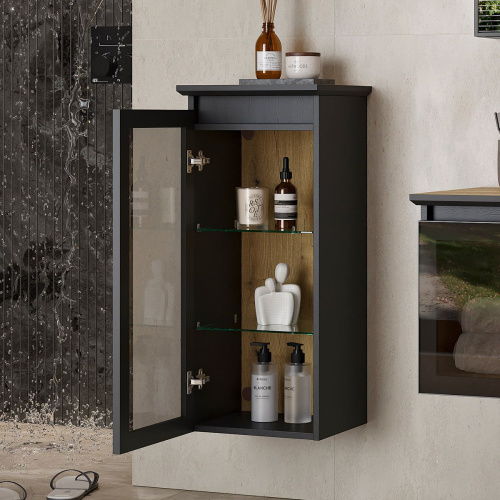 Полупенал подвесной со столешницей, с зарядным устройством EQUIL Strong 36 рpSTRONG36.R/L-35, дуб черный, универсальный