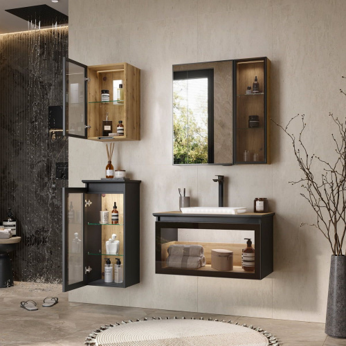 Полупенал подвесной со столешницей, с зарядным устройством EQUIL Strong 36 рpSTRONG36.R/L-35, дуб черный, универсальный