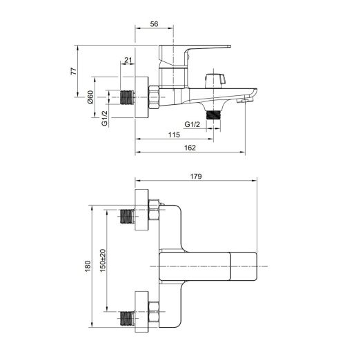 Смеситель для ванны OLIVE’S Navarra 25201NR с коротким изливом (8)