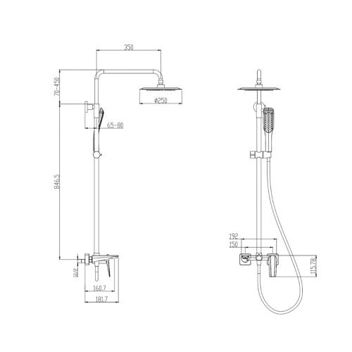 Душевая стойка с изливом OLIVE’S VIAR 28511VRB, черный (5)