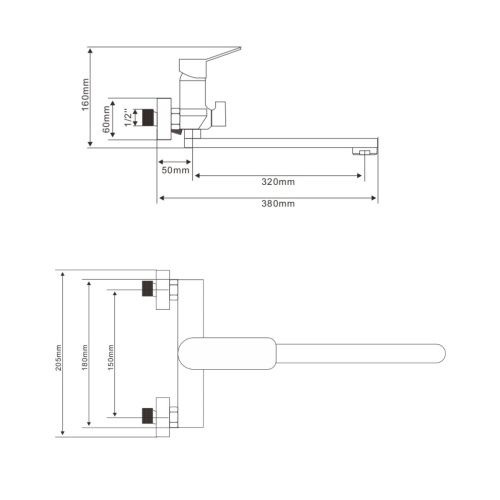 Смеситель для ванны OLIVE’S AVIA AV17221 с длинным изливом (10)