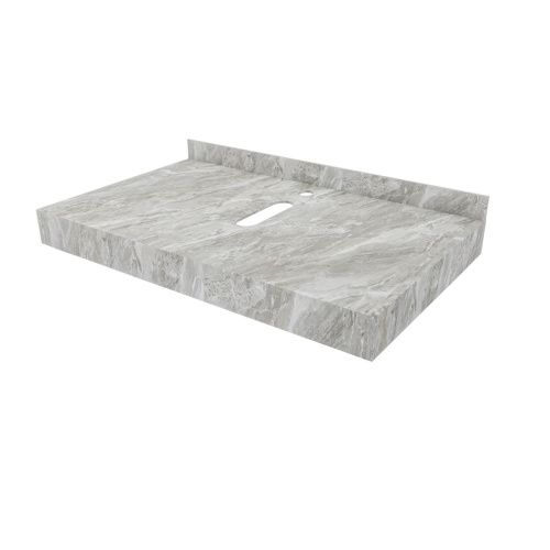 Столешница под раковину керамогранитная 80х50 см Watersense Eva W00287 серый мрамор