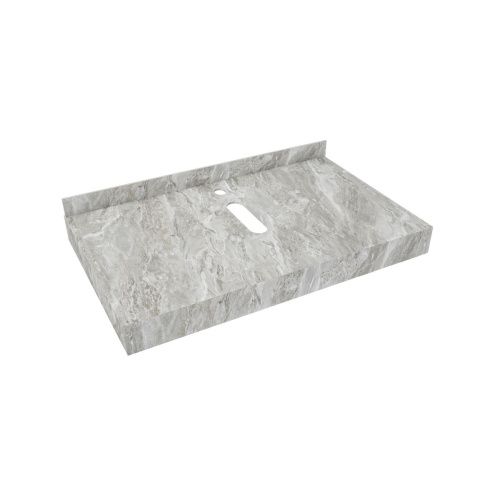 Столешница под раковину керамогранитная 80х50 см Watersense Eva W00287 серый мрамор