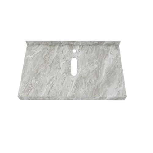 Столешница под раковину керамогранитная 80х50 см Watersense Eva W00287 серый мрамор