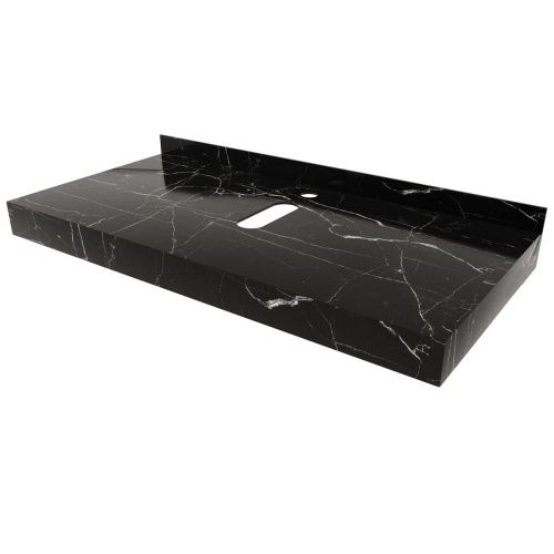 Столешница под раковину керамогранитная 100х50 см Watersense Eva W00294 черный мрамор